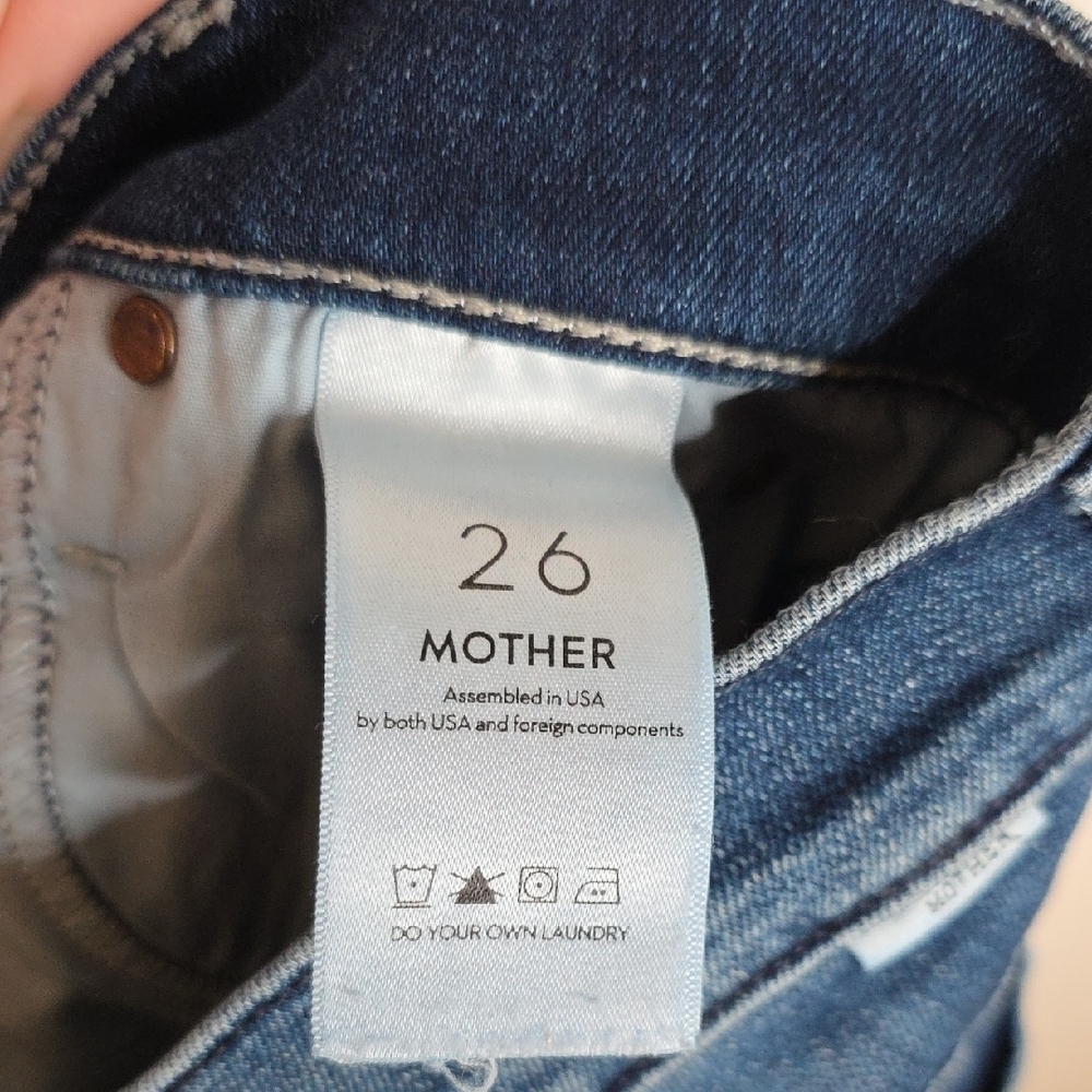 MOTHER Rascal Ankle Undone Step Fray Jeans Sz 26 Dark Graffiti - Picture 7 of 8